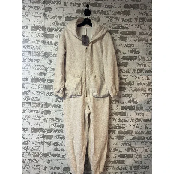 Cozy Cream Hooded Jumpsuit - Picture 1 of 10